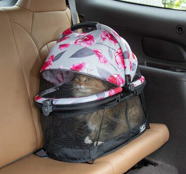 Переноска і автокрісло для маленьких собак і котів Pet Gear View 360 з сітчастою вентиляцією, квітковий принт