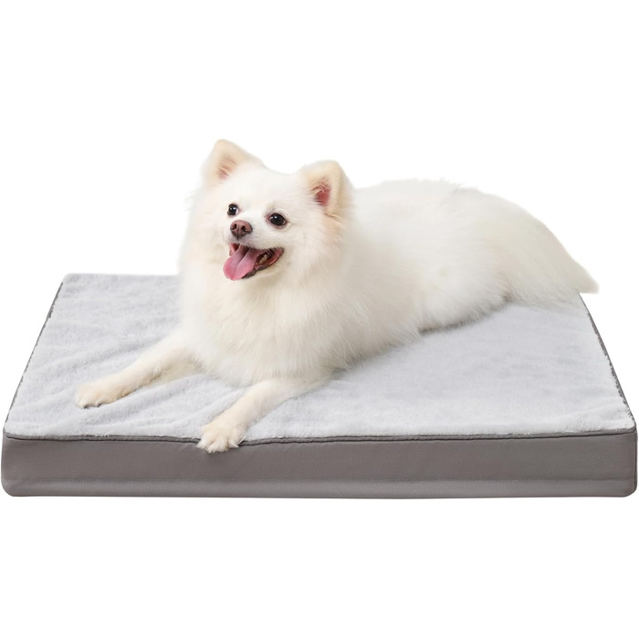 Ортопедичне ліжко для собак великих порід KSIIA, 91x68 см, знімний ковпак, двостороннє, сіре, 75x47x7 см