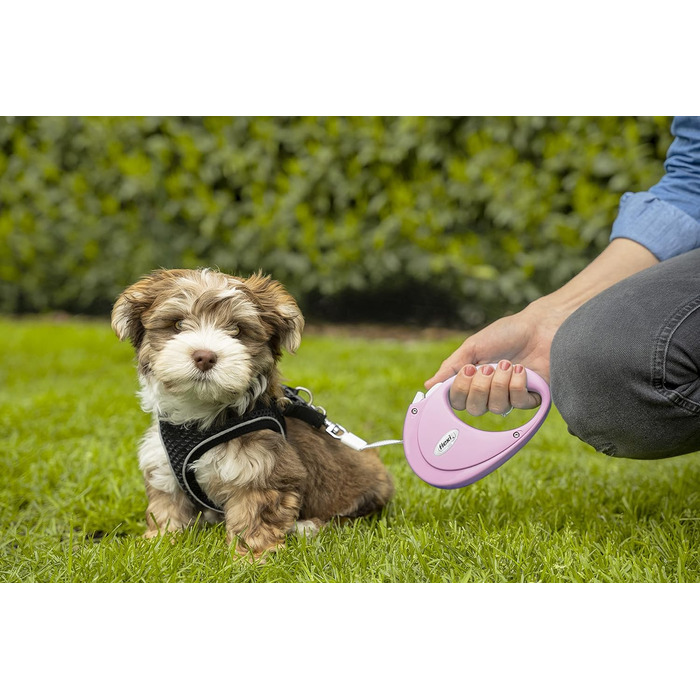 Висувна собача шлейка FLEXI New Comfort, 5 м, рожева, для собак до 25 кг, розмір M