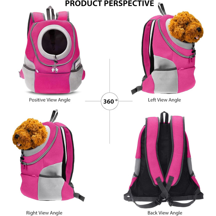 PETCUTE Рюкзак для тварин, переноска для собак та котів, рожевий (38 x 20 x 42 см)