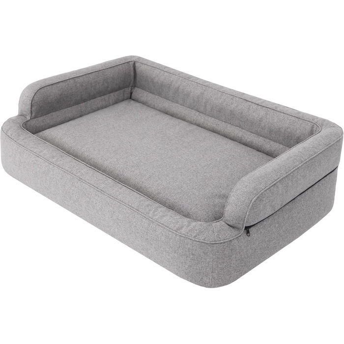 Ліжко для собак, кошик для тварин, ліжко для котів, знімний чохол, ліжко-лежанка, м'яке ліжко для собак, лежанка для тварин, сірий колір, XL: 96x62 см