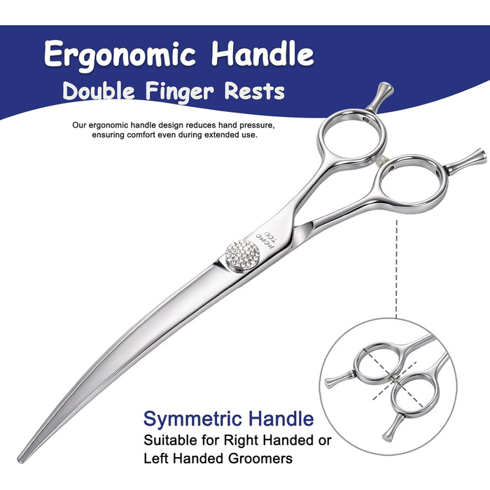 Професійна вигнута коса для грумінгу собак та котів, 440C сталь, 20.3 см