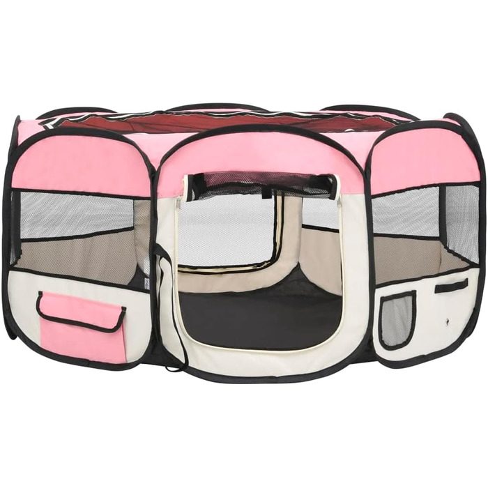 Клітка-переноска для собак та цуценят, розкладний вольєр, рожевий, 145x145x61 см, для дому та саду