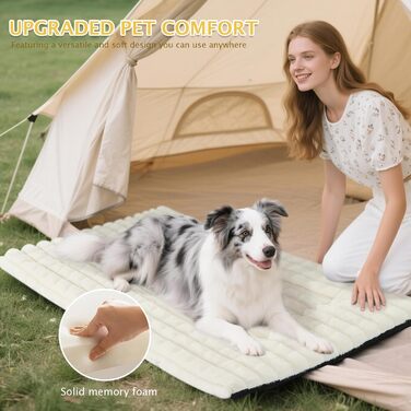 М'яке ортопедичне ліжко для собак BVAGSS, 90x60 см, біле. Лежанка для собак, зручна та тепла, з неслизьким дном.