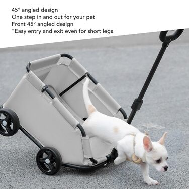 Дитяча коляска для собак, 4-колісна ручка, регульована коляска для малих та середніх собак, візок для джогінгу з собакою, коляска, водонепроникна з м'якою оббивкою сірого кольору