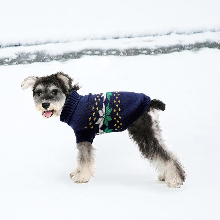 Теплий в'язаний пуловер для собак Rokragen Wepenherz, зимовий одяг для малих та середніх собак (Yorkie, Spitz, Schnauzer), колір navy, розмір S