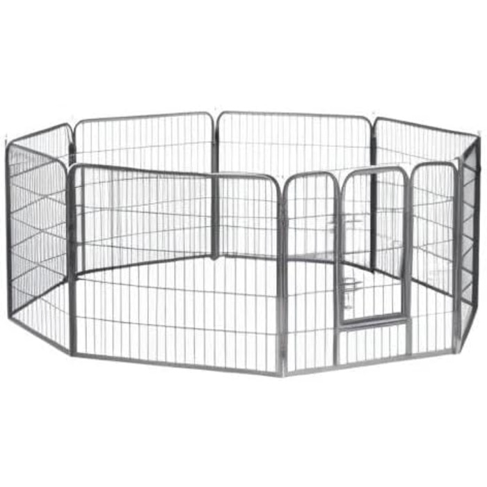 Клітка для цуценят та дрібних тварин Lionto, 80x80 см, розширювана, для дому та саду, з дверцятами та засувом, 8 елементів