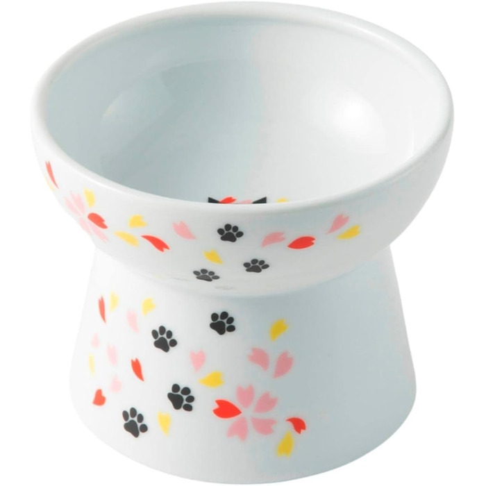 Піднята антистресова миска для котів Necoichi Sakura Limited Edition, велика, з захистом від зворотного потоку, придатна для мікрохвильовки та посудомийки, №1 у Японії
