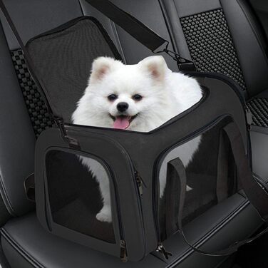 М'яка переноска для котів та собак, чорна | Переноска для тварин, дихаюча, складна, для подорожей