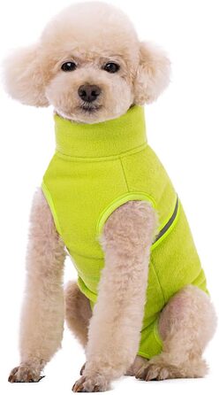 Теплий зимовий пуловер для собак з флісу та світловідбиваючою жилеткою (зелений, XXL)