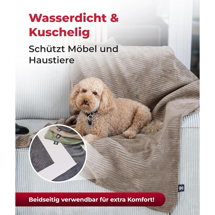 Водонепроникний плед для собак на диван – захист від плям – дихаючий та пральний – для собак та котів – Made in Germany (Бежевий, 95x135 см)