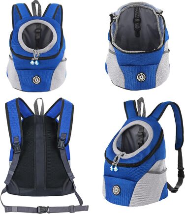 Шлейка-рюкзак для собак та котів: переноска для тварин з дихаючим дизайном, водонепроникним дном, для подорожей та активного відпочинку (блакитний)
