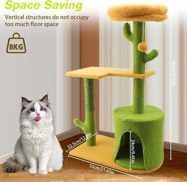 iFCOW Крактауерм: кігтеточка-вежа з платформами та стійкою 80 см для котів середніх порід