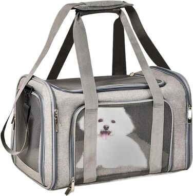 М'яка переноска для котів та собак, переноска-сумка для подорожей | Зручна, дихаюча переноска для тварин, складана переноска для собак та котів (Сіра)