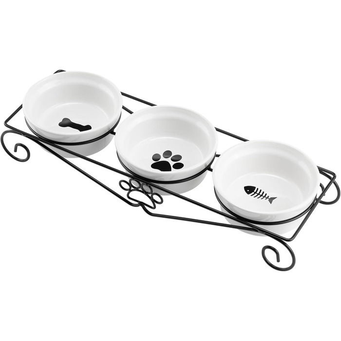 Набір мисок для тварин Navaris (3 шт.) - миски для котів та собак, кераміка, 350 мл, білий
