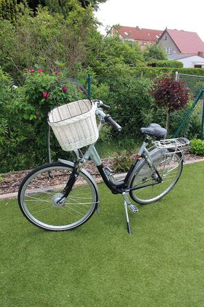 Корзина для собак на велосипедний кермо з ротангу з металевою сіткою та подушкою, білий ротанговий кошик для собак (з подушкою)