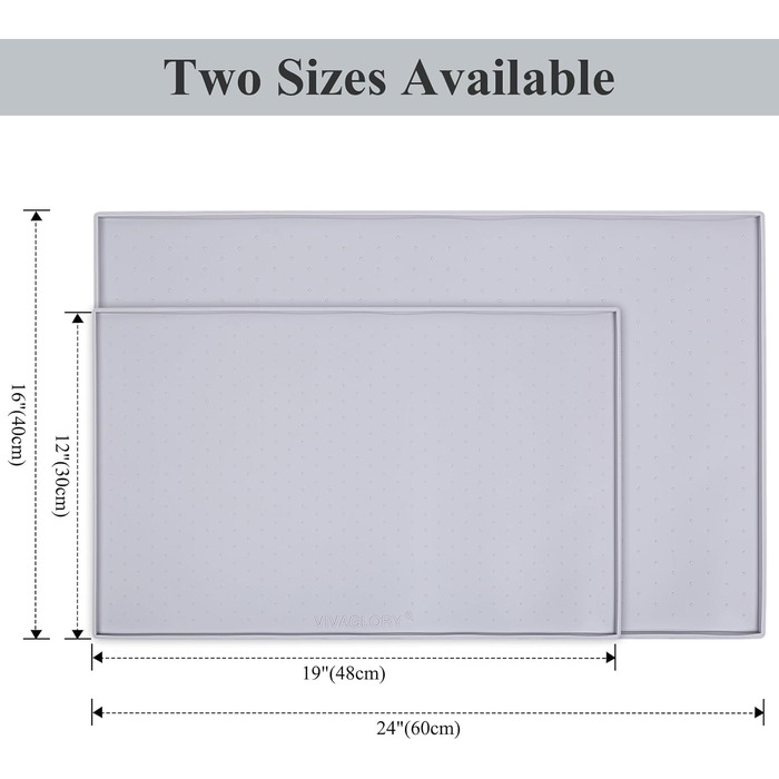 Підкладка під миску для собак та котів VIVAGLORY Grippymat, силіконова, 60x40 см, сіра