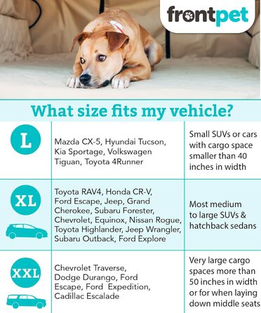 Захисний чохол для собак FrontPet, для заднього сидіння та багажника, універсальний, великий (35' x 40'), колір: бежевий
