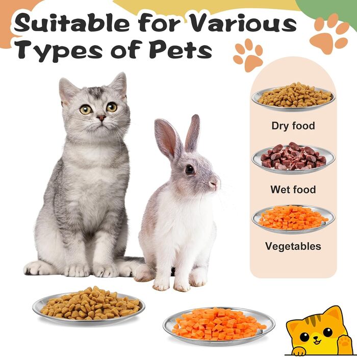 Набір мисок для котів Gjinxi (4 шт.), 14 см, нержавіюча сталь, для корму та води