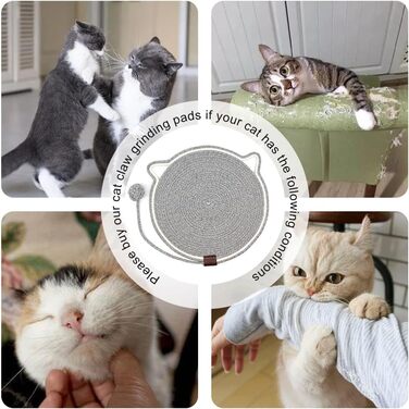 Килимок для котів KUIRUNRX® з сизалю, з іграшкою, захист меблів, натуральний килимок для дряпання, сизалевий килимок для котів, килимок-лежанка, бавовняне та льоноподібне мотузкове покриття