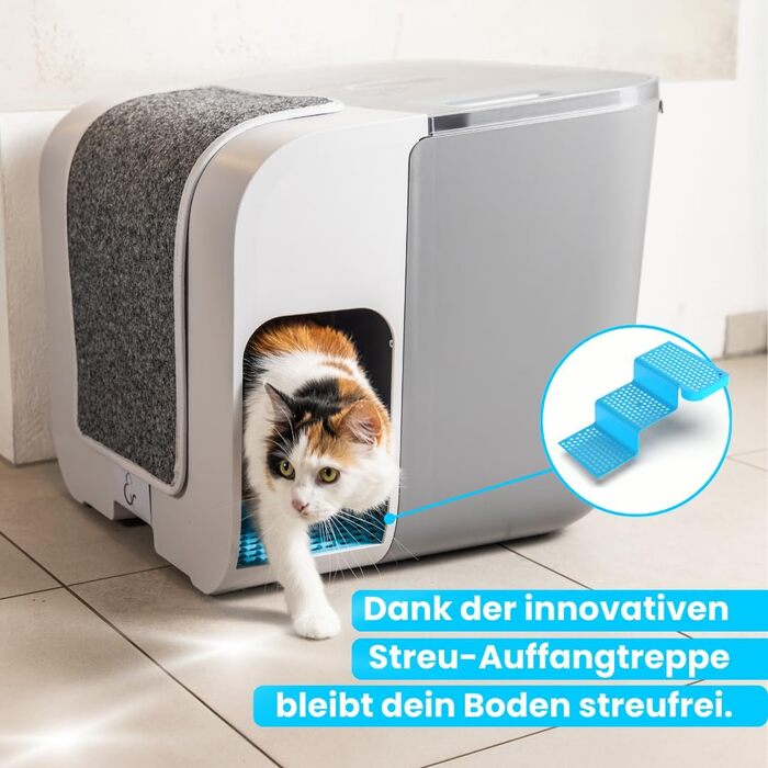 XL туалет для котів elly&bruce Cloou з кришкою і сходами, закритий лоток із високими бортами, для котів-стоївників, мінімум наповнювача у квартирі