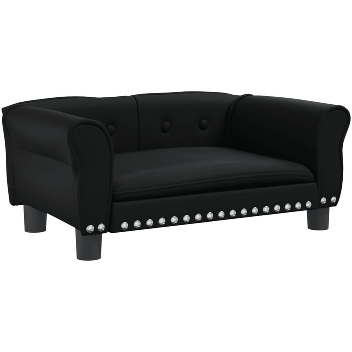 Софа для собак Festnight, ліжко для маленьких собак та котів, зручна лежанка для домашніх тварин з штучної шкіри, чорна, 70x45x30 см