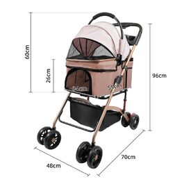 Візок для собак 3 в 1, розкладний, для маленьких собак та котів, знімний кошик, сітка, Oxfordstoff, до 20 кг (Хакі)