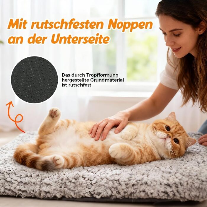 Самогріюча котяча ковдра, килимок для котів та собак, тепла ковдра без електроенергії, килимок для котячого ліжка, пральна тепла підстилка товста та м'яка (L:70 * 50CM)