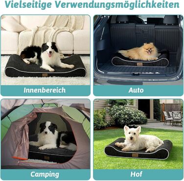 Лежанка для собак, 76x50x12 см, з високим бортиком - ортопедичний лежак для собак з корисного, водовідштовхувального та неслизького матеріалу у формі човна, підходить для собак до 16 кг, чорна, S (76x50x12 см)