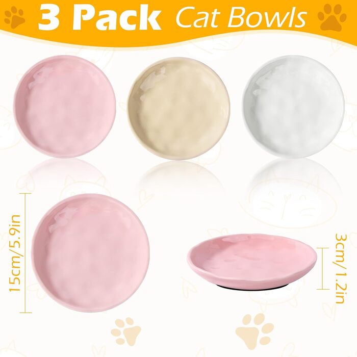 Набір мисок для котів Vikcvcsc (5 шт.) з неслизьким силіконовим дном, керамічні, для котів, кошенят та дрібних тварин