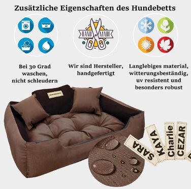 Крісло-ліжко для собак великих порід King Dog: миється, водонепроникне, з можливістю персоналізації (колір: коричневий, розмір M 75x65 см)