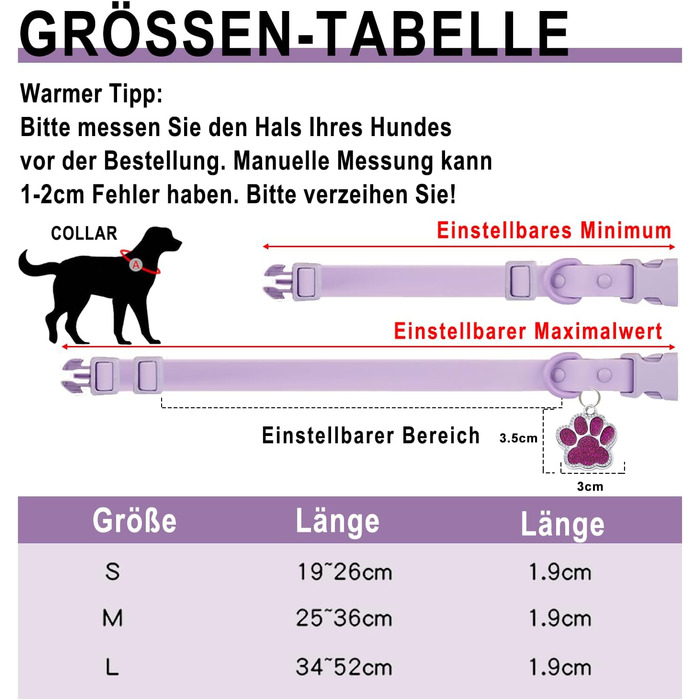 Персоналізоване собаче нашийник з металевою застібкою, з іменем та номером телефону. Регульовані розміри для великих та середніх собак (Collar 07)