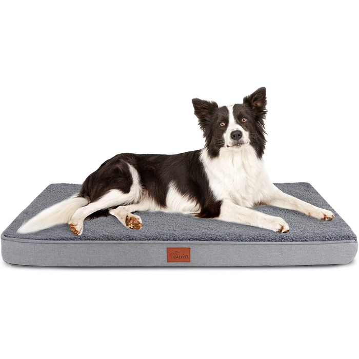 Ліжко для собак Caliyo, середнього розміру, 91x69x7.6 см, м'яке, знімний чохол, дихаюча основа, сіре