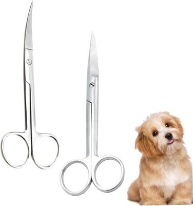 Професійні ножиці для грумінгу тварин VICASKY (2 шт.) з нержавіючої сталі, прямі та вигнуті кінчики, для салонів та дому