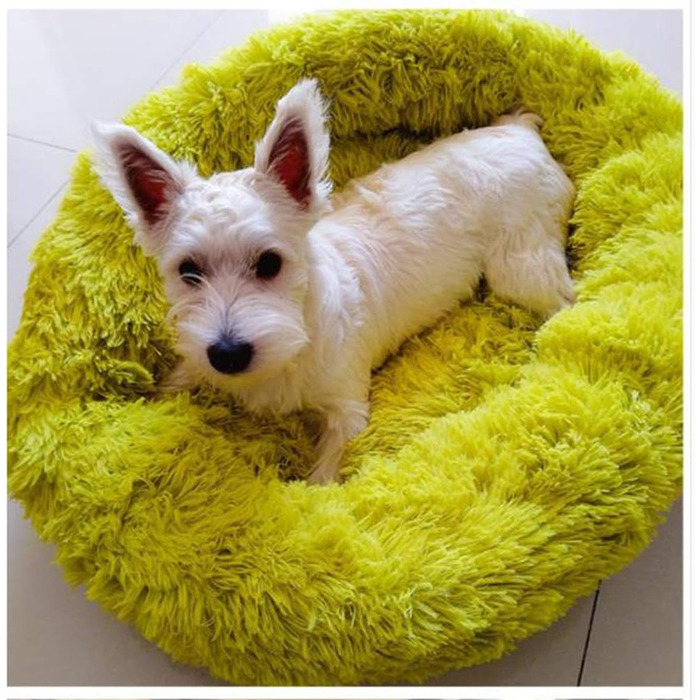 М'яке ліжко-софа для собак Deluxe, круглої форми, з плюшу, для великих та екстра-великих собак, водонепроникне дно, зелений (80 см)