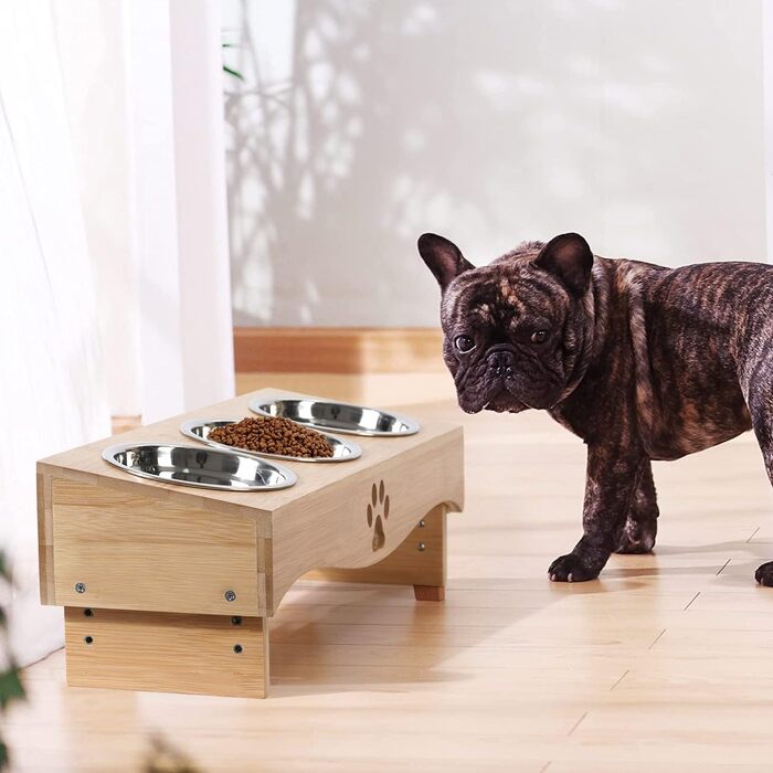 Набір мисок для котів JUJOYBD 3 шт. - підняті миски з нержавіючої сталі, кут нахилу 15°, ергономічна станція для годування котів та маленьких собак