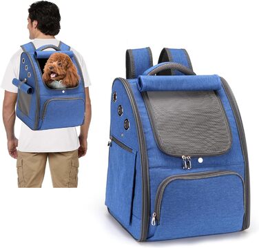 PETCUTE Рюкзак для собак та котів, дихаючий, складаний, для маленьких тварин, блакитний