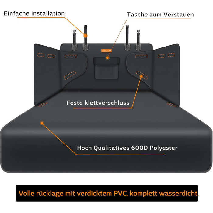 Захист для багажника автомобіля Alfheim для собак - водовідштовхуючий та легкий у догляді - універсальний. Килимок для багажника з захистом краю навантажувальної рамки (сірий)