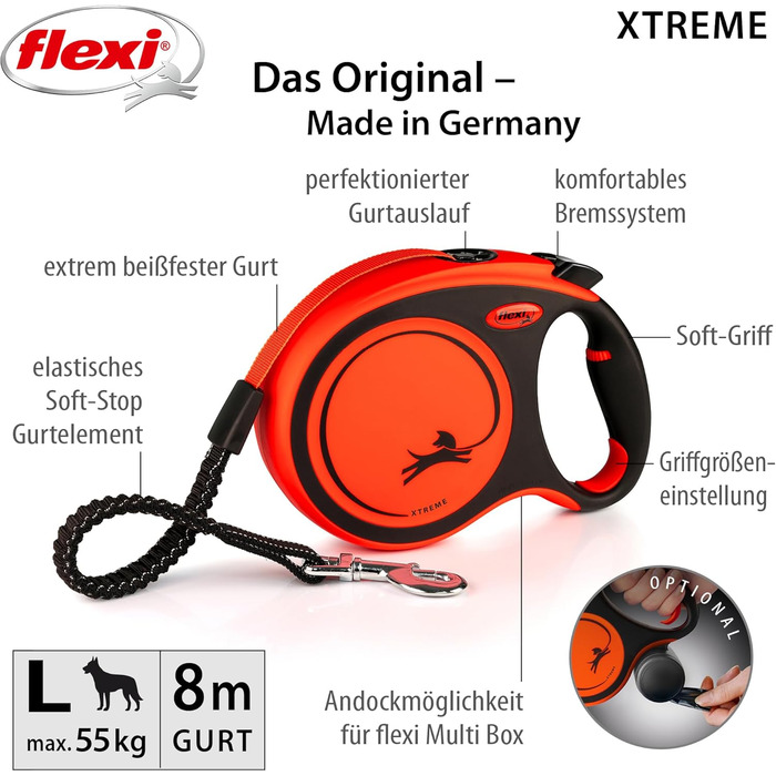 Повідок-рулетка Flexi Xtreme L, 8 м, стрічка, помаранчевий