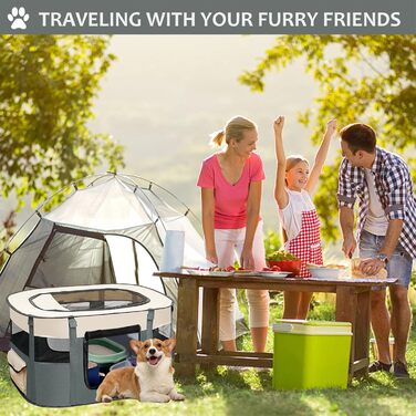 Складаний вольєр для цуценят, переносний вольєр для тварин, вольєр для цуценят, вольєр для тварин в приміщенні, вольєр для кошенят, цуценят, кроликів, сірий, 90 x 70 x 58 см