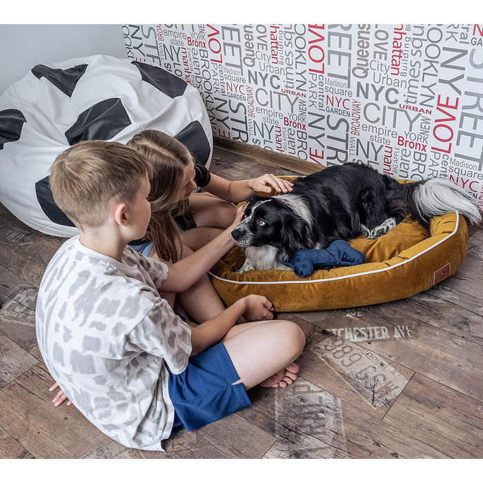 Ортопедичне ліжко для собак середніх порід 95x65 см Hazelnut (S 70x50, Жовтий)