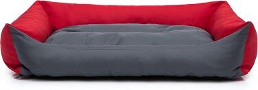 Крісло-ліжко для собак, м'яке лежання для тварин, 82 x 60 см, чорний колір, еко-журавлина (L, сірий з червоними боковинами)