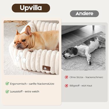 М'який ортопедичний лежак для собак великих порід, з підголовником, знімний, миючий, з ручками, 109x76x20 см, бежевий