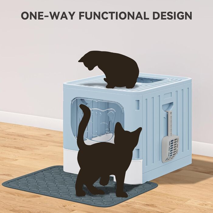Котячий туалет з кришкою YITAHOME синій