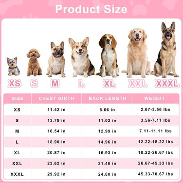 Піжама для собак Bienbee, комплект 4 шт., розмір M, XL, рожевий, м'яка, дихаюча, зручна