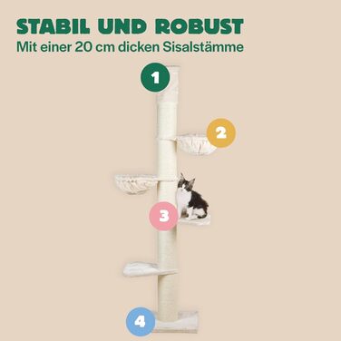 Дряпка для великих котів RHRQuality Maine Coon Tower Plus, до 295 см, стовпи 20 см, кремова