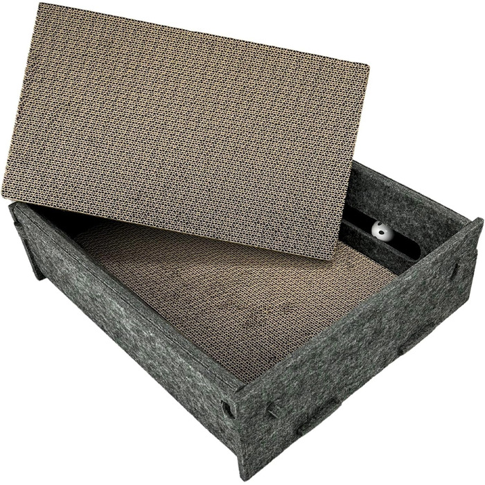 Котяча ігрова коробка з фільцу з двосторонньою дряпальною поверхнею та інтегрованим іграшковим елементом - компактна альтернатива котячому будиночку (кремовий)