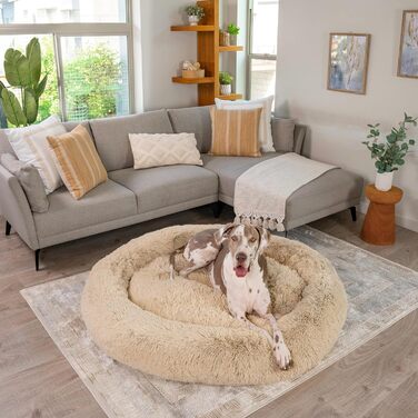 Лежак для великих собак Best Friends by Sheri Calming Donut 2XL, плюш, 137×137 см, бежевий