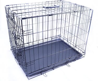 FOURPAW міцна складна клітка для собак з металевого дроту з піддоном, одні двері, 61x41x48 см, чорна