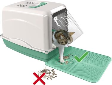 Килимок для котячого туалету з антиковзаючою поверхнею, свиняча сітка, 46x36x3 см, Made in Italy (Jolly Grün)